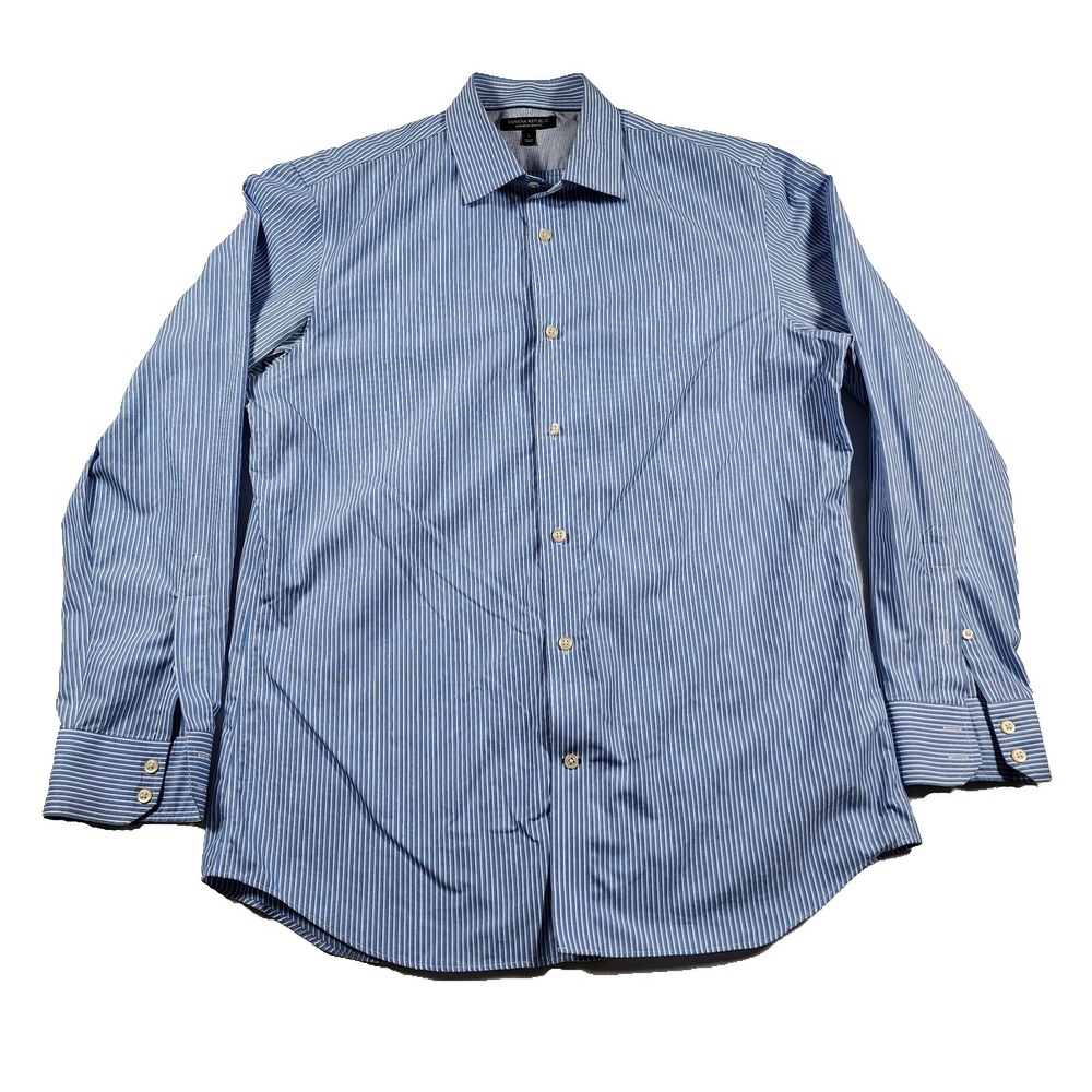 Banana Republic Button Shirt Mens Large Non Iron Slim Fit Pin Striped Office